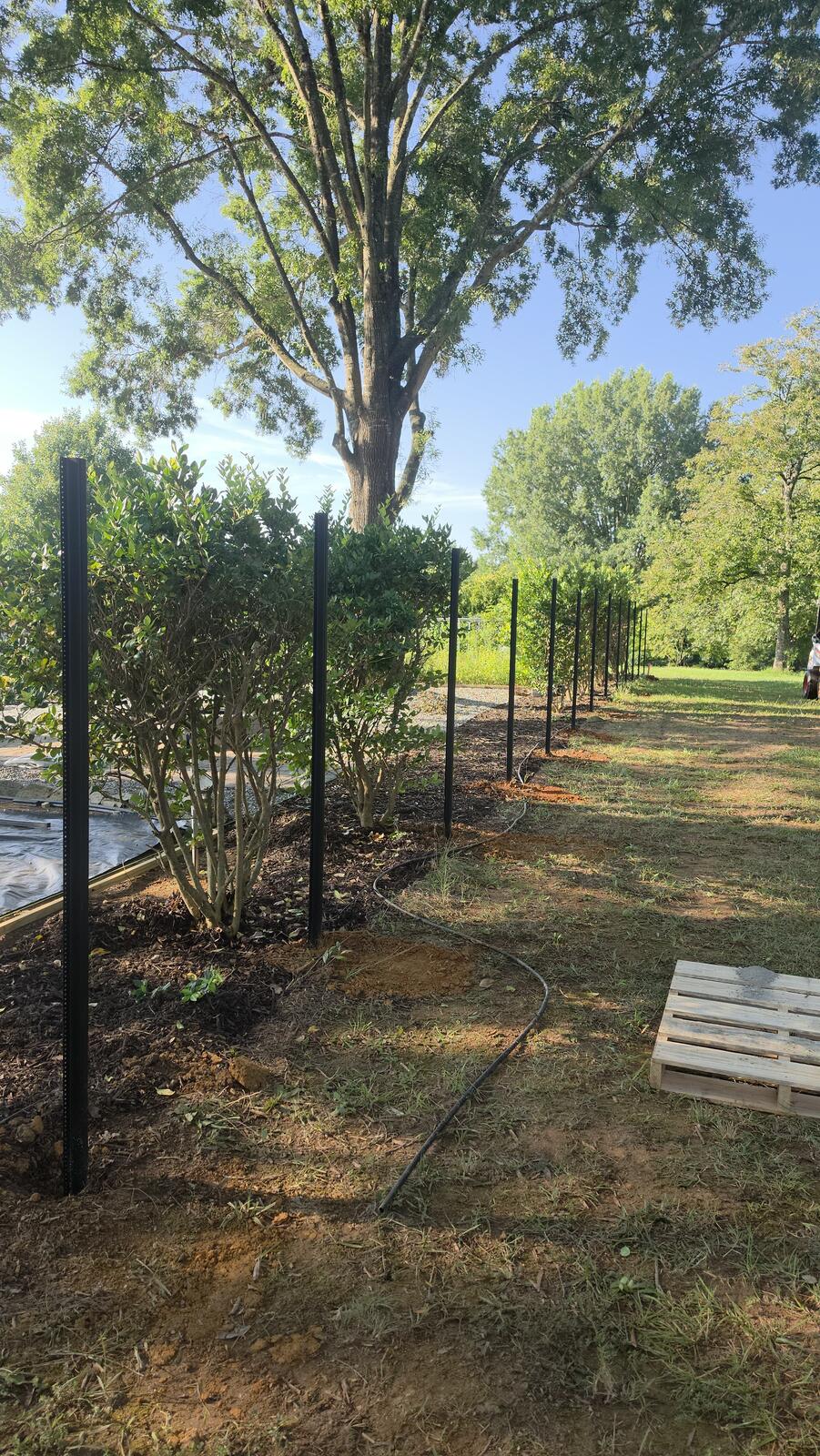 Heavy-duty steel fence posts set for cedar privacy fence Monroe NC